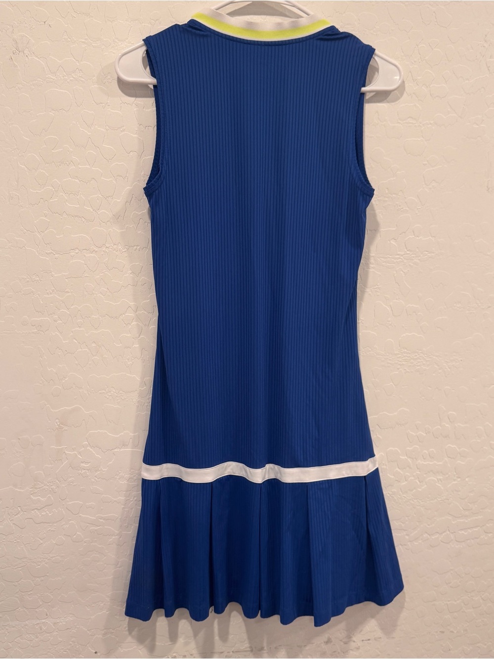 Slazenger Blue Sleeveless Tennis Dress with White and Neon Yellow Trim - Picture 6 of 9